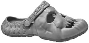 HANABIRA Unisex Comfortable Lightweight Clogs Skull Slippers Goth Sandals for Men and Women Slip-on Yard Garden Shoes Skull Slides Mules Summer Beach Sandals Grey