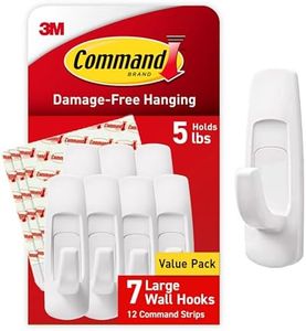 Command Large Utility Hooks, Holds up to 5 lb, 7 Hooks and 12 Command Strips, Damage Free Hanging Wall Hooks with Adhesive Strips, No Tools Adhesive Hooks for Hanging Christmas Decorations