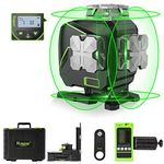 Huepar Bluetooth 4x360 Laser Level Set, LCD Green, Pulse Mode, 16 Lines Self-Leveling Cross Line Laser Level, Triple Power Supply (S04CG-5RG)