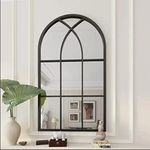 ironsmithn Wall Mirror Mounted Decorative Long Hanging Arched Window Frame Decor Wall-Mounted for Bathroom Vanity, Living Room or Bedroom