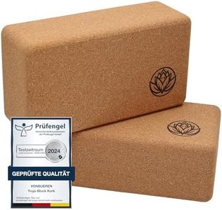 Lot de 2 blocs de yoga VonBueren | Blocs de yoga en liège | 22 x 12 x 7,5 cm par bloc de yoga | Accessoires de yoga pour homme et femme | Bloc Hatha | Blocs de yoga