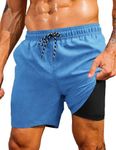 COOFANDY Men Swim Short Sexy Swimwear Swim Suit Summer Beach Boxer Short 5 Inch Inseam Swim Trunk Blue M