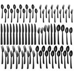 Yoehka 60 Pieces Black Silverware Set,Premium Stainless Steel Flatware Set for 12, Mirror Polished Tableware Cutlery Set for Home and Restaurant, Include Knife/Spoon and Fork, Dishwasher Safe