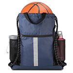 Gym-Drawstring-Backpack-Bag With Shoe Compartment and Two Water Bottle Holder Large String Backpack Sports Bag School Athletic Sackpack For Men Women