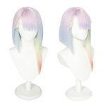 Halloween Wig Cosplay Anime Cyberpunk Edgerunners Lucy Cos Role Playing Pink Blue Yellow Gradient Women's Costume Hair Wigs for Women Girls Party Daily Wear