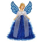 Belle Vous Christmas Tree Toppers - 20.5 x 8.2cm Plastic, Blue Angel Tree Topper - Fairy Treetop Pendant for Christmas Tree Decorations, Christmas Tree Ornaments and Festive Home Decor