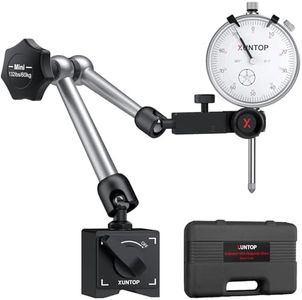 XUNTOP Dial Indicator 1inch/0.001inch with 132lbs/60kg Magnetic Base,Imperial Dial Test Gauge Set for Lathe,3D Printer,CNC,Car,Laboratory