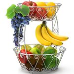 Simple Houseware 2-Tier Countertop Fruit Basket Bowl Storage Chrome