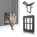 PETLESO Cat Screen Door for Sliding Door, Doggy Door for Screen Door, Automatic Lockable Pet Door for Cats, Small Black