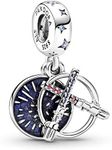 Pandora Star Wars Lightsaber Sterling Silver Double Charm with Cubic Zirconia and Crystals, 11,3mm, Sterling Silver, Cubic Zirconia, 11,3mm, Sterling Silver, Cubic Zirconia