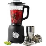 Salter Professional EK5245 Mixologist Glass Jug Blender & Cocktail Making Set, 1.5L, 2-Speed & Pulse Ice Crushing Mixer, Mocktail & Smoothie Maker, Includes 20 Recipes, Shaker & Jigger, 800W, Black