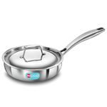 Hawkins Pro 18 cm Frying Pan, Triply Stainless Steel Fry Pan with Stainless Steel Handle and Stainless Steel Lid, Silver (PSF18S)