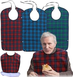 Exmagous Adult Bibs for Men Pack of 3 - Reusable Bibs for Adult Eating, Clothing Protector with Crumb Catcher, Waterproof & Machine Washable Large Bids for Elderly Seniors Gifts for Men/Dad/Father