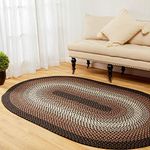 Super Area Rugs Braided Rug Pinecrest Indoor/Outdoor Braided Carpet for High Traffic Kitchen, Black Multi, 5' x 8' Oval