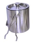 Dynore Stainless Steel Double Wall Ice Bucket 1000 ml with Ice Tong- Set of 2