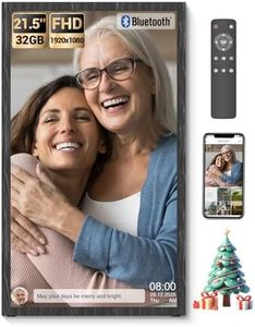 BSIMB 21.5 Inch Large Digital Picture Frame(Non-Touch Screen), 1920x1080 FHD WiFi Electronic Photo Frame 32GB Remote Control, Share Pictures/Videos via App/USB/SD Easy Setup Gifts for Mom, Black Wood
