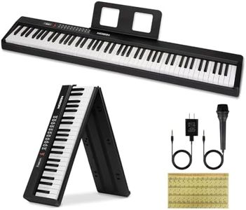 MOSEN 88 Keys Full Size Portable Piano Keyboard for Beginner, Semi-Weighted Foldable Piano with 190 Rhythms&Tones, Electric Piano Keyboard with microphone, music stand, sticker, Black