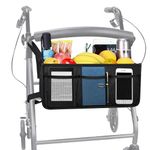 Rollator Basket, Dotday Rollator Walker Bag w/Cup Holder, Easy to Use Folding Rollator Walker Storage Bag, Never Tipping Over The Walker, Best Present for Family and Friends - (for Rollator Walkers)