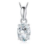 JewelryPalace Oval Cut 8 * 6mm 1ct Moissanite Solitaire Pendant Necklace for Women, Classic Simulated Diamond 925 Sterling Silver 14k White Gold Plated Necklaces for Her VVS D-F, 18 Inch Box chain