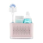 Minky Slimline Sink Tidy, Sink Caddy with Removable Drip Tray, Kitchen Storage Organiser, Brush and Sponge Holder for Kitchen Sink, Cleaning Kitchen Sink Organiser, Made in The UK (Dusty Pink)