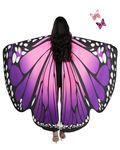 AWAYTR Women Butterfly Wings Shawl - Fairy Ladies Cape Halloween Dress Up Costume Accessory(Pink&Purple)