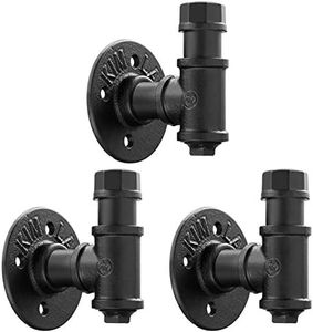 Elibbren 3 Pack Rustic Style Industrial Iron Pipe Coat Towel Holder Wall Hook for Hanging, Wall Mounted Vintage Robe Clothes Hanger Heavy Duty Farmhouse,Mounting Hardware Included Black