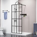 Goodyo 34" X 72" Shower Door Clear Tempered Glass Framed Shower Screen Walk-in Black Finish