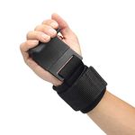 YOGPRO Cross-Training Premium Workout Wrist Support Metal Hook Rubber Coated Power Weight Lifting/Dead Lifting with Cover (Black)