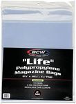 BCW Life Magazine Bags | Crystal Clear Polypropylene | Acid-Free Archival Quality | Protect and Store Collectible Life Magazines | Exterior 11 1/8 x 14 1/4 (Resealable, 100 Pack)