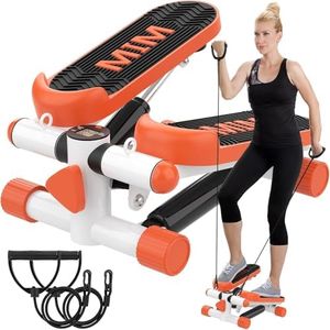 ADVWIN Mini Stepper Machine with Resistance Bands, Stepper for Exercise, Aerobic Stepper with Display, Low Noise for Home Exercise Workout