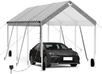 10 * 20 Heavy Duty Carport Canopy - Extra Large Portable Car Tent Garage with Adjustable Peak Height from 9.5ft to 11ft,Removable Roof &Side Walls for Car, SUV,Boats