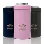 Beer Buddy ​ Insulated Can Holder – Vacuum-Sealed Stainless Steel – Beer Bottle Insulator for Cold Beverages – Thermos Beer Cooler ​ Suited for Any Size Drink - One Size Fits All (Matte Pink)