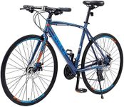 24 Speed Hybrid Bike Disc Brake 700C Road Bike for Men Women's City Bicycle (Blue)