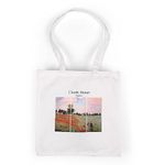 UpTown Folks Poppies Tote Bag, Claude Monet Canvas Tote Bag, Zipper & A Pocket, Women & Girls, White