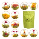 LWXLJMJZC-12 Variety Flavors of Blooming Tea - Flowering Tea-Green Tea with Jasmine Flowers -All Tea Balls Individually Sealed