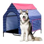 MAK7 ONLINE BIZ Blue Star Elevated Dog House Large Size | Rustproof Powder Coated Strong Steel Frame | Size XXL(110CMx75CMx105CM) Upto max 55g Dog Weight