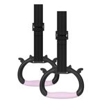 GDLPZM Gymnastics Rings Set, Children's Home Gym Equipment, Children's Adjustable Strap Strength Training Rings, Pulling Rings for Physical Training (Black Pink)