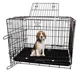 Woofy Dog Cage - Powder Coated, Doble Door Folding Metal Cage/Crate/Kennel with Removable Tray and Paw Protector for Dogs, Cats and Rabbits (Black, 30 Inch)