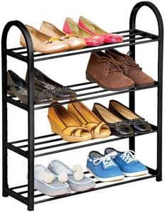Collections Etc Black 4-Tier Metal Shoe Rack is Perfect Inside a Closet or in an Entryway to Control Clutter - Holds 12 Pairs