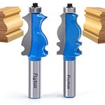 Flytuo 2PCS Architectural Molding Router Bit Set with 1/2" Shank, Enhance Your Woodworking with Corner Rounding & Edge-Forming