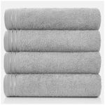 GC GAVENO CAVAILIA Large Towels Bath Sheet, Highly Absorbent Egyptian Cotton Towel Set, 4 Pack Extra Soft Large Bath Towel Silver, Quick Dry Bath Sheets, 450 GSM Washable Towels, 75X135 Cm