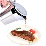 GIRAFEDA Gravy Boat 500ml Sauce Jug Stainless Steel Pot Serving Jug Thermal Double Wall Gravy Pot Gravy Thermos Jug Insulated Gravy Jugs with Lid for Gravy, Custard, Cream, Sauce(500ml)