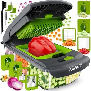 Vegetable Chopper Vegetable Cutter - Food Onion Salad Veggie Chopper with Container - French Fry Potato Dicer Slicer Cutter - Kitchen Tools & Gadgets (4-in-1 Gray/Green)