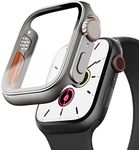 PZOZ Screen Protector for Apple Watch Series 4 5 6 SE 44mm Case, Tempered Glass, Unique Design Hard PC Cover Compatible with iWatch s4/s5/s6/SE 44mm, Bumper Full Coverage Accessories (44mm)