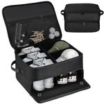 Senprity 2 Layer Golf Trunk Organizer, Golf Shoe Organizer for 2 Pairs of Shoes with Separate Compartments Waterproof Golf Shoe Storage for Car Golf Trunk for Golf Ball Clothing Glove and Accessories