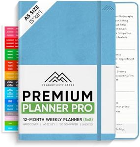 2024 Planner Pro 5.8 x 8.3 - Undated Productivity & Business Planner 2024 Notebook & Journal - Monthly Planner 2024, Weekly Planner & Daily Planner 2024-2025 - A5 - Blue - Productivity Store