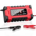 AXVOLT Battery Charger 10-Amp 12V and 24V Fully-Automatic Smart Car Battery Charger, Battery Maintainer Trickle Charger, and Battery Desulfator with Temperature Compensation