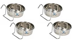 Bird Feeding Dish Cups, Parrot Food Bowl Holder-Stainless Steel Coop Cup, Bird Cage Water Bowl for Parakeet African Greys Conure Cockatiels Lovebird Budgie Chinchilla (500.ml Hook Pack of 4)