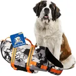 Paws Aboard Dog Life Jacket - Keep Your Canine Safe with a Neoprene Life Vest for Swimming and Boating - Available in Different Sizes, Color and Design to Choose - Grey Camo/Orange, X-Large
