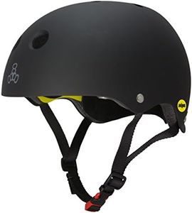 Triple Eight MIPS Dual Certified Helmet with EPS Liner, Small/Medium, Black Rubber